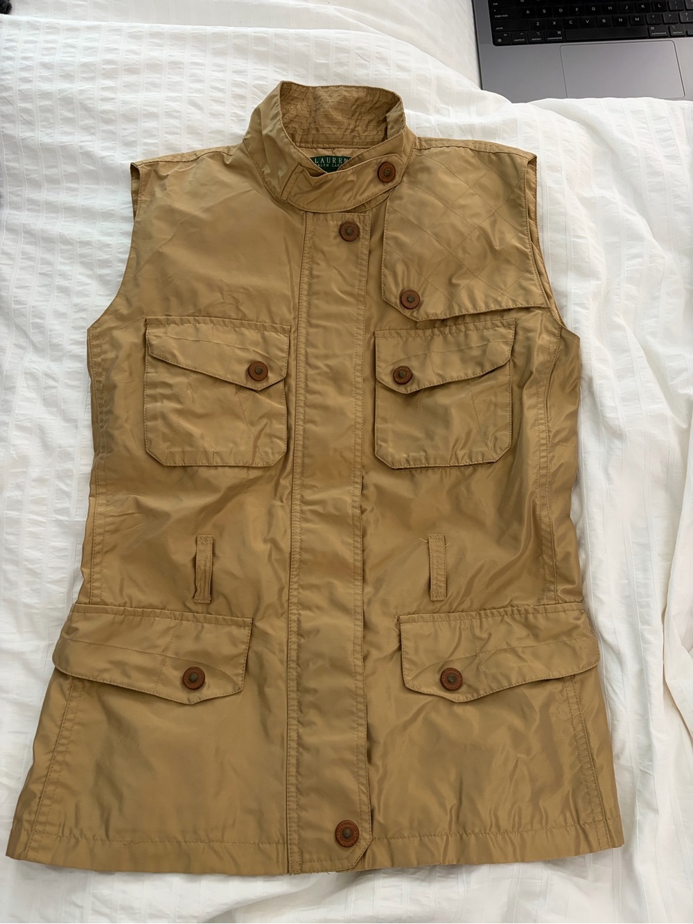 Women’s Ralph Lauren Khaki Utility Vest with Front Flap Pockets
